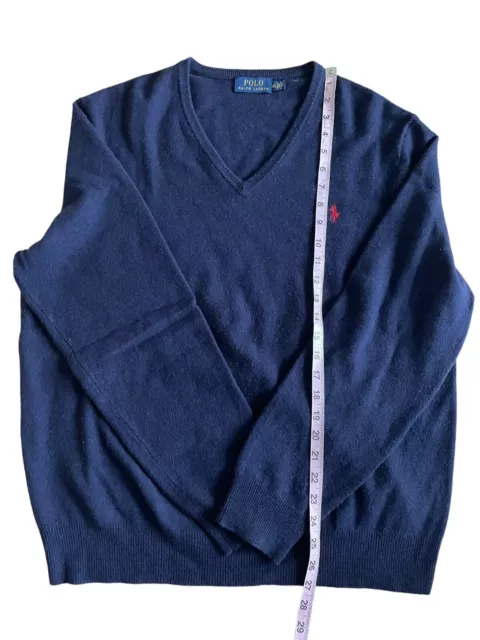POLO RALPH LAUREN 100% Wool Navy Blue V-Neck Sweater Men's XL $28.99 ...
