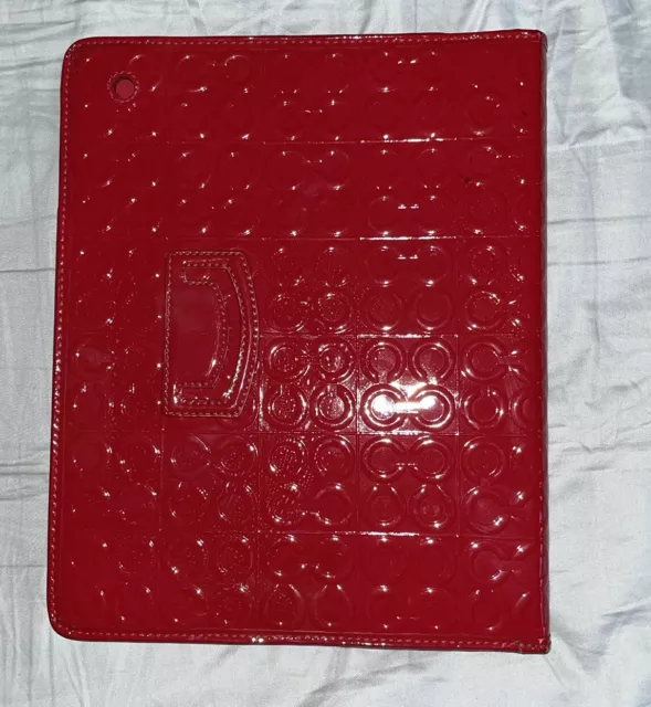 Rare Red Coach iPad 2 tablet case patent leather C Julia op Red  logo print