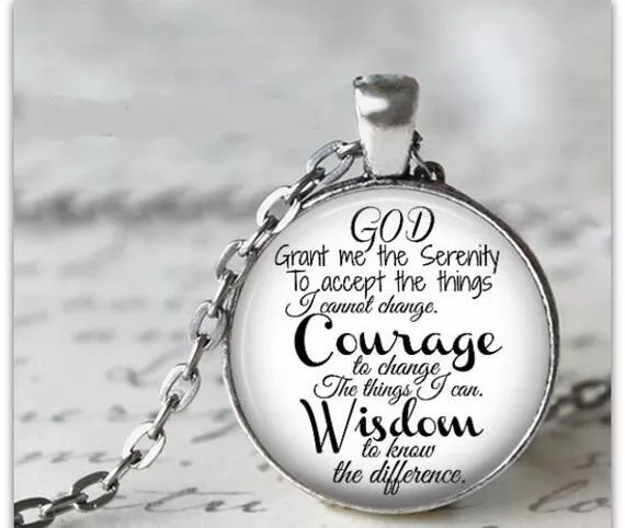 SERENITY PRAYER FAITH CHRISTIAN pendant Sterling 925 plated Silver 20" necklace