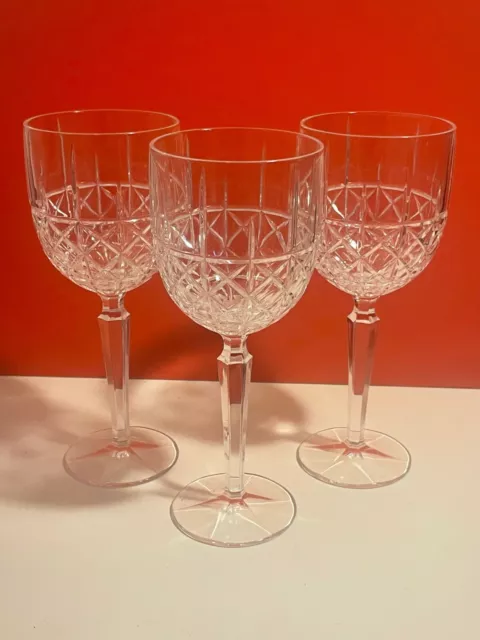 Marquis Waterford Crystal Brady Goblets Large Wine Glasses Set of 3, Signed