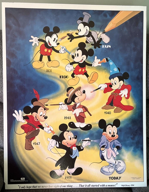ORIGINAL DISNEY POSTER MICKEY MOUSE through the years 1986, 28”x22” £24 ...