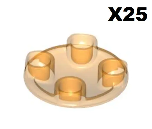 LEGO® Lot 25 Round Plate Button 2x2 Round Plate Trans Orange 2654 NEW