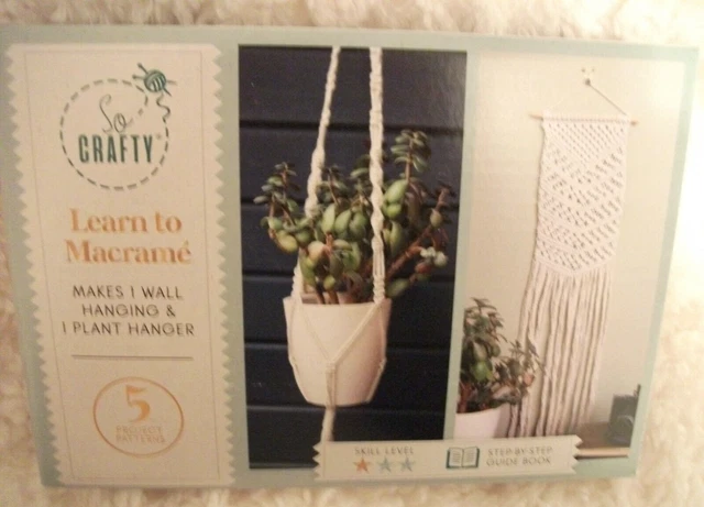 NUEVO EN CAJA Learn to Macrame 1 Colgante de Pared y 1 Kit de Soporte de Plantas - Nuevo en Caja Aldi