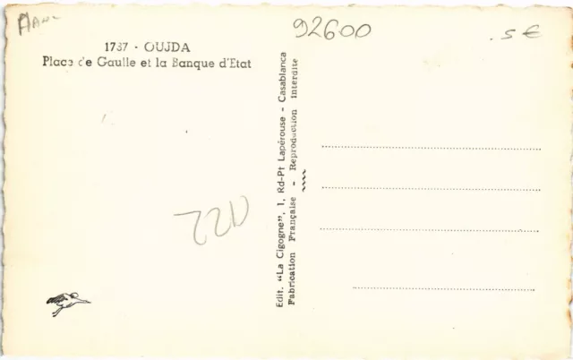 CPA AK MAROC OUJDA - Place de Gaulle and the State Bank (92600) 2