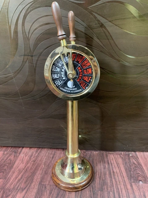 Vintage Brass Ship Engine Room Telegraph Polished 20" Collectible Home Decor