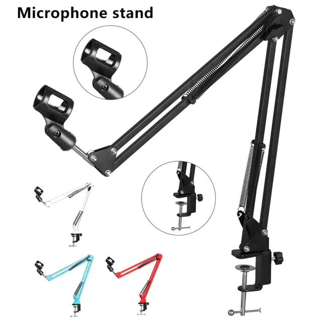 Metal Microphone Clip Clamp Adjustable Desktop Mic Boom Arm Stand hecZX