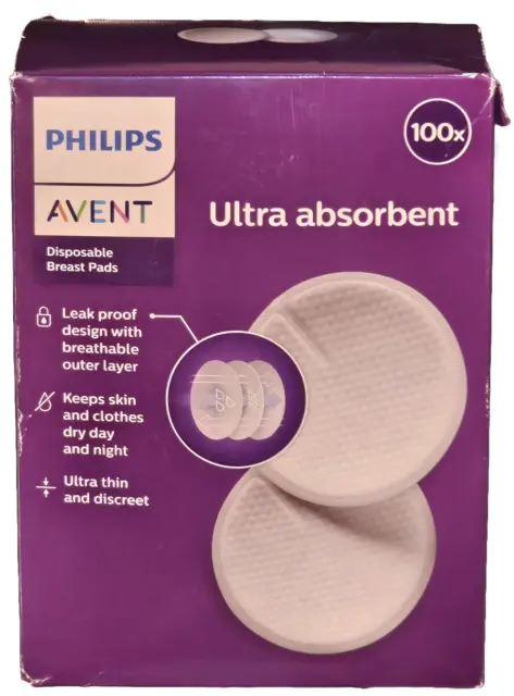 Philips AVENT Disposable Breast Pads White - 100 Count #SCF254/13 - Brand New