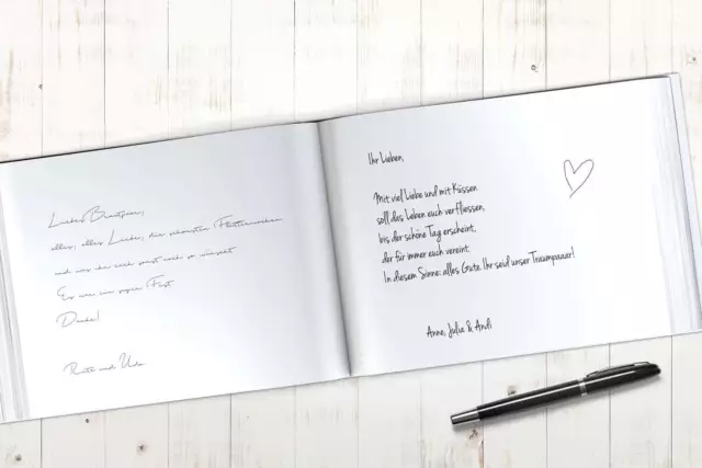 Gästebuch unsere Hochzeit Blank A4 quer Buch Schwarz Weiß 2