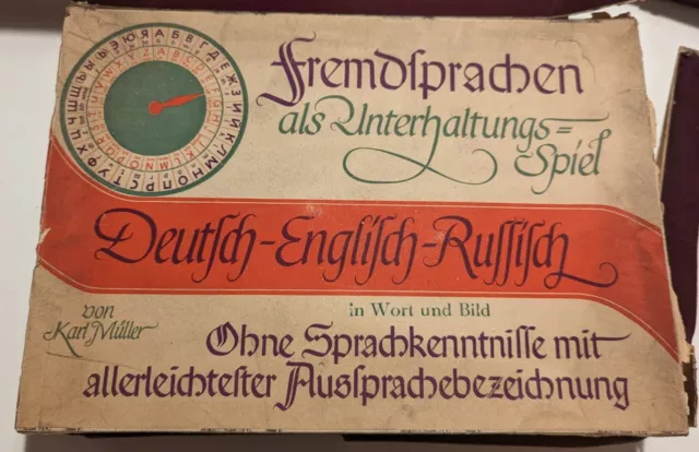 Antikes Lernspiel Karl Müller Deutsch Englisch Russisch ca. 1930