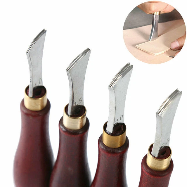 Pliegue de borde de cuero hoja de acero inoxidable mango de madera pliegue herramientas de cuero