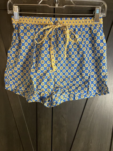 VERA BRADLEY Womens Blue Yellow Flowers Medallion Sleep PJ Shorts Pajamas Small