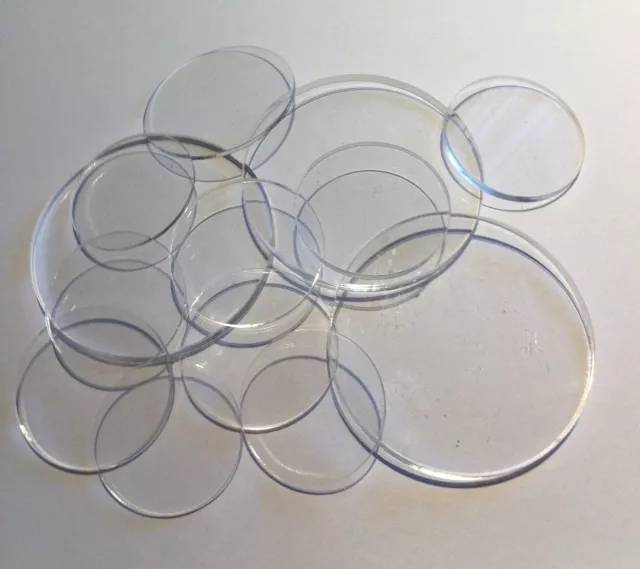 25 Pcs 2" Dia. x 1/16" Thick Laser Cut Clear Cell Cast Acrylic  Disks