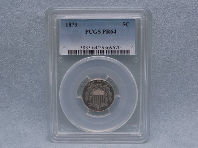 PCGS Certified 1879 Shield Nickel 5 Cent Coin PR64 Proof