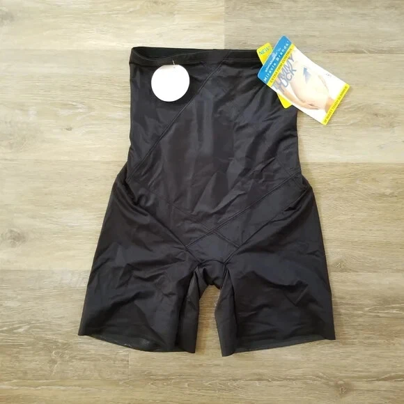 NWT Slim Shaper by Miracle Brands Black High Waist Thigh Slimmer Size Medium