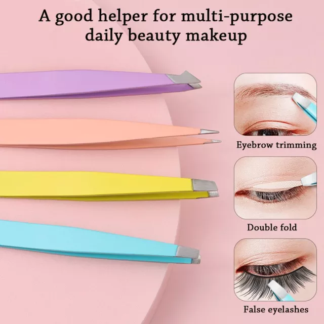 Tweezers Set Slanted Pointed Tip Manicure Plucker Puller Eyebrow Clip Clamps