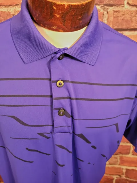 Adidas Golf Mens Large Purple Black Abstract Short Sleeve Golf Polo Shirt 🛺