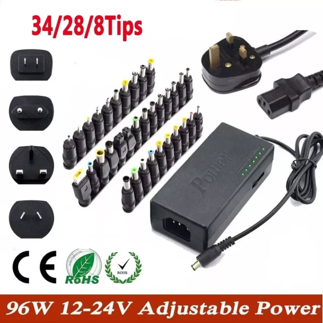 96W Power Supply Charger Universal for PC Laptop AC Adapter Asus Dell HP Acer UK