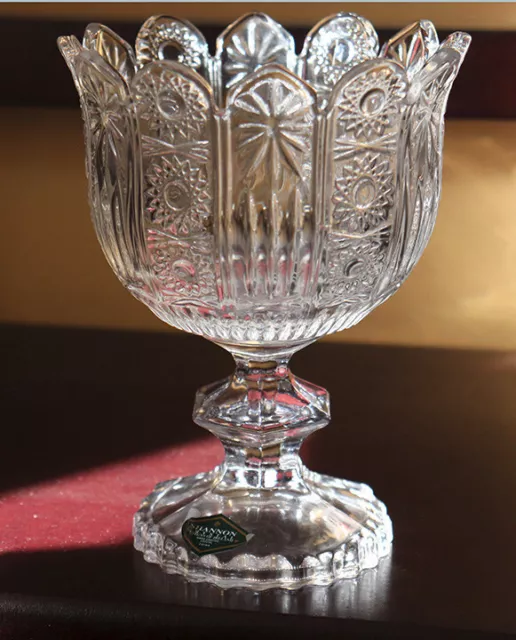 Shannon Crystal Designs of Ireland Compote Beautiful Cut With Scalloped Top 6”