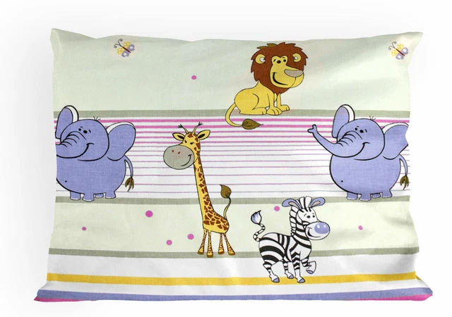 Baby Kissenhülle mit Reißverschluss 60x40cm Baumwolle ANTIALLERGEN Safari pink