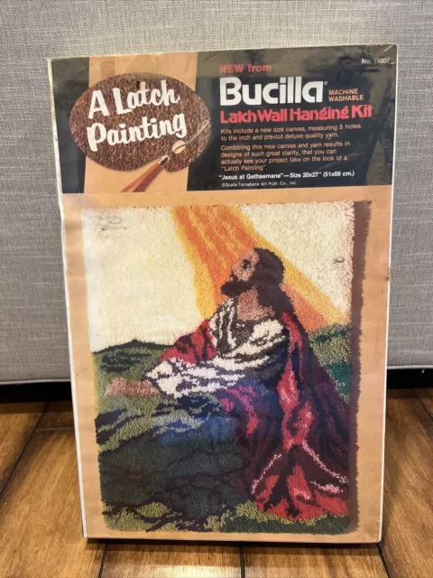 Bucilla JESUS Vintage Latch Hook Shag Yarn Rug kit NIB RARE!!!