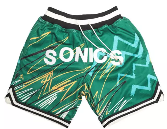 Hot Seattle Supersonics Lightning Edition Green Men Basketball Shorts