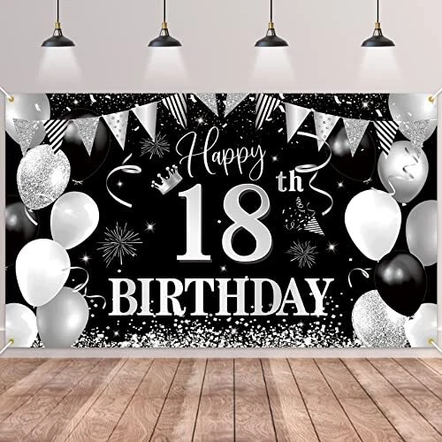 18 DÉCORATIONS FÊTE en Noir Aé,Deco A 18 Ans ...