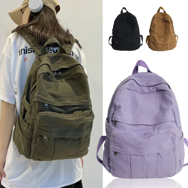 Unisex Women Men Students Large Backpack School Bags Canvas Travel Shoulder Bag