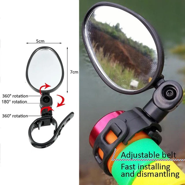 Convex Rear View Mirror for Mountain Bike Handlebars Easy and Safe