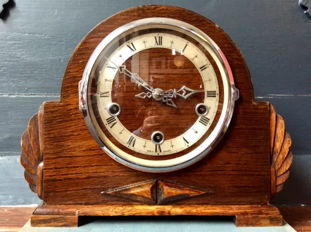 Antique Vintage ART DECO Mantel Clock,ENFIELD Movement,WESTMINSTER CHIME,Key,Run