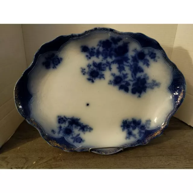 16 3/8" x 12 1/4" Antique Fine Porcelain Blue Flow Serving Platter England