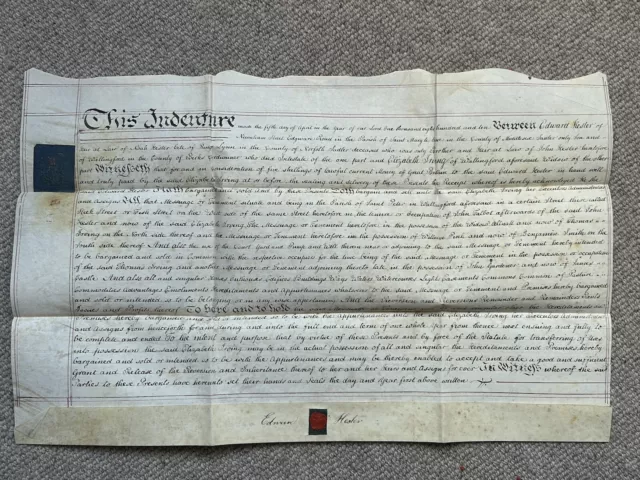 1810 indentured property deed, Hester & ￼Irving, Sleek & Fish Street Wallingford