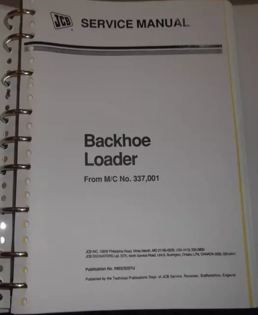 Jcb Backhoe Loader Service Repair Workshop Manual S/N M-337001-Up 9803/3257U 2