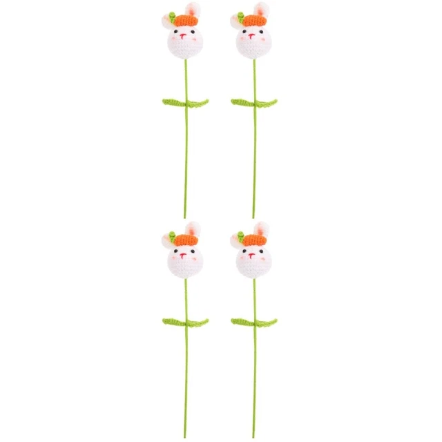 4 piezas Muñeca Conejo Tejida con Flor de Crochet Artificial Juguete para San Valentín