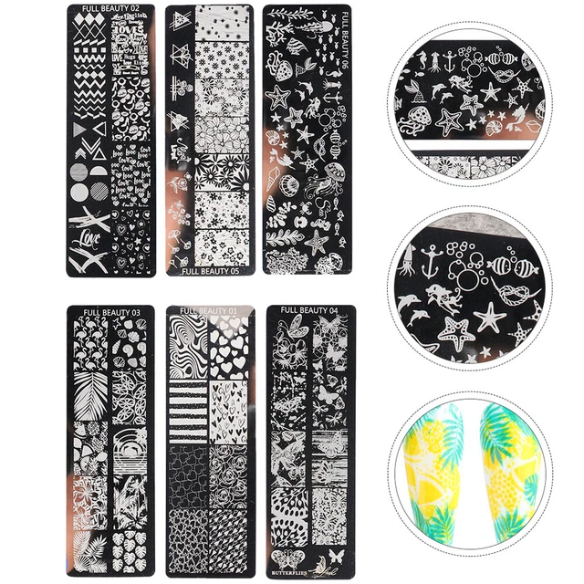 6pcs Nail Art Modèle Modèles Manucure Outil Vernis À ongles Timbres