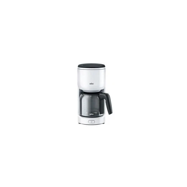 Braun KF 3100 WH Filterkaffeemaschine, 10 Tassen, 1000 Watt, mit Glaskanne, weiß