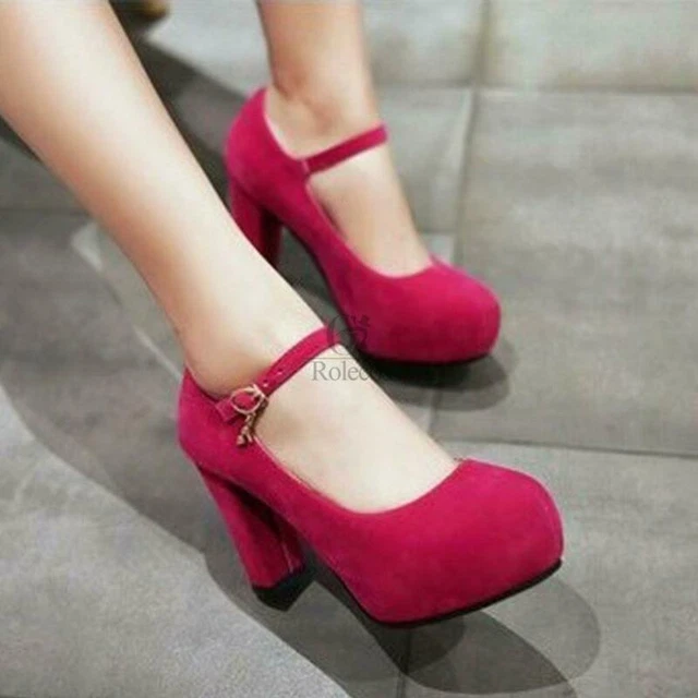 Women's round toe buckle strap casual  Lolita Cosplay Shoes High Heels party