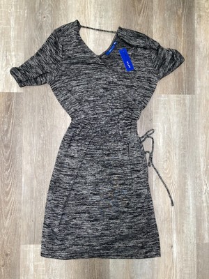 New Apt 9 Dress Womens M Medium Black Gray Sleeveless Shirt Dress Belted NWT $50