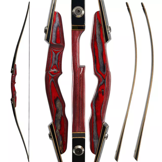 64" Archery Longbow Takedown Recurve Bow Wooden 25-50lbs American Hunting Bow 2