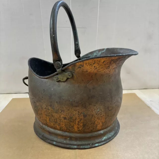 Antique Vintage Copper Coal Scuttle