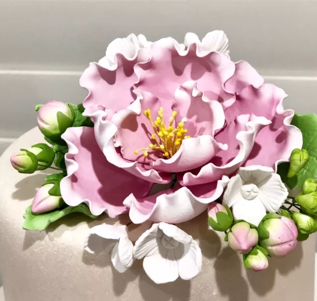 Large Mauve Peony Hydrangea Sugar flower wedding birthday cake decoration topper