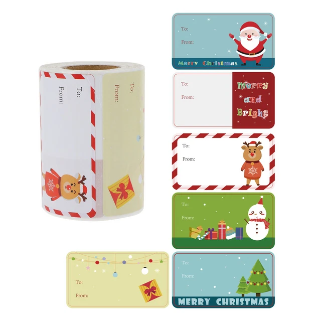 1 rollo de regalo de Navidad pegatina de sellado dibujos animados pegatina de envoltura papel en