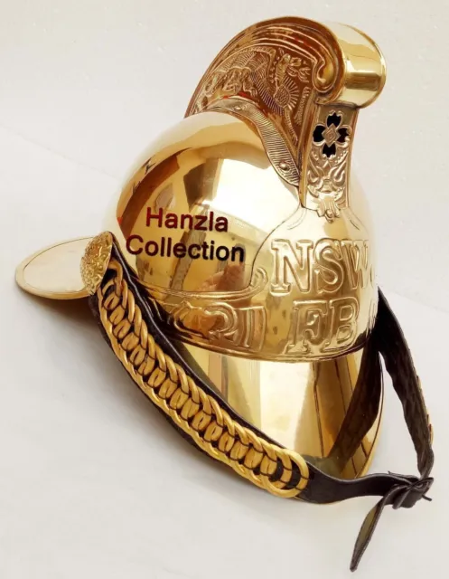 Fire Brigade Rider Fire Fighter Rare Brass Finish Fireman CHIEF NSW FB Helmet