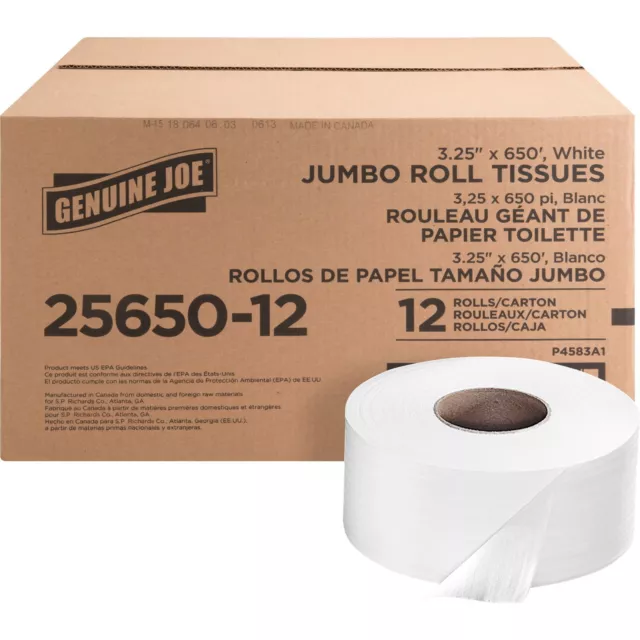 Genuine Toilet Paper 2-ply Jumbo Roll Dispenser Bath Tissue, 12 Pack