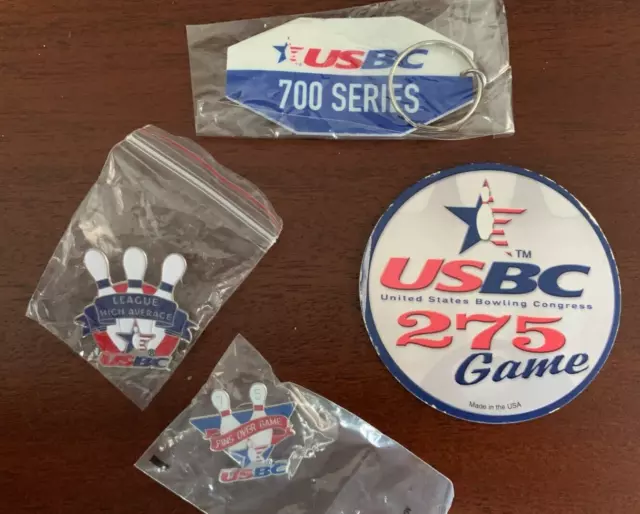 2 USBC Lapel Pins: League High Average & 75 Pins Over Game + two freebies