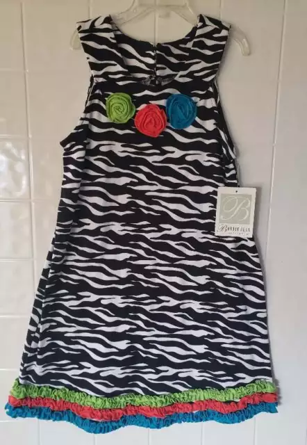 Bonnie Jean Girls Sz 10 Black White Leopard Print Dress NEW NWT Stretch Cotton