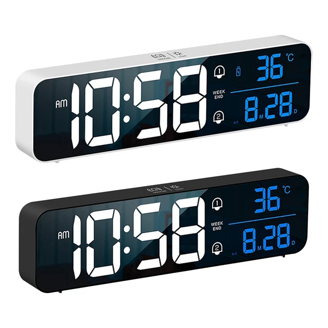 Smart Music LED Digital Alarm Clock Time Date Thermometer Desktop Home Clock