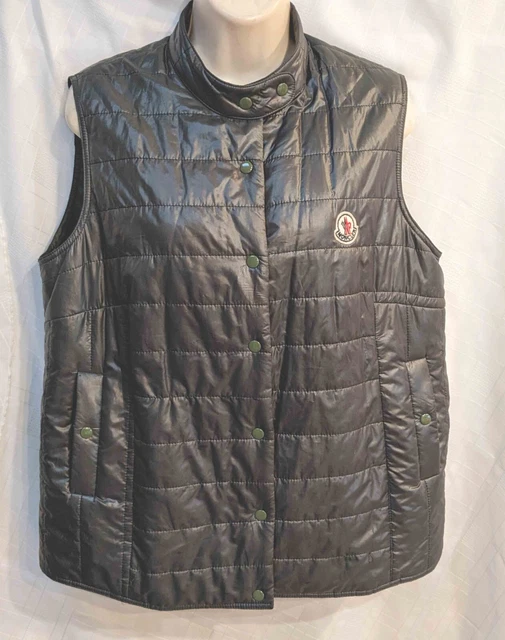 MONCLER SHINY NYLON OLIVE GREEN Preowned VEST Unisex MEN'S Medium ...