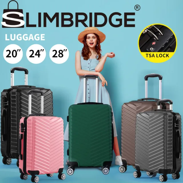 Slimbridge Luggage Trolley Carry On Suitcase Travel 20" 24" 28" TSA  ABS Shell