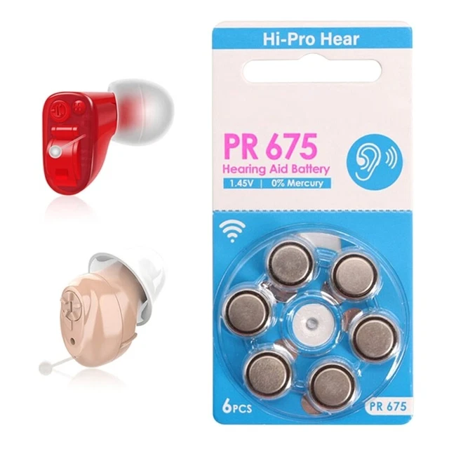 6/30/60PCS PR675 A675 Button Cell Zinc Manganese Batteries Set Ear Aid Batteries