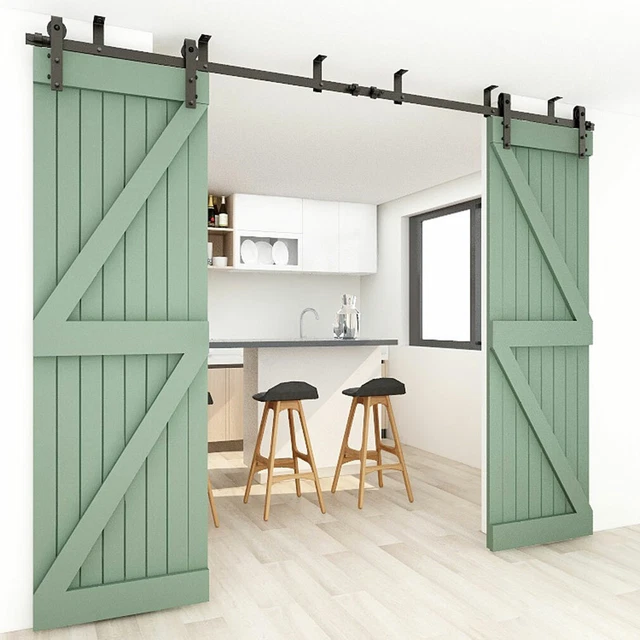 4FT-20FT Sliding Barn Door Hardware Kit Track Roller Closet Ceiling Mount Rail